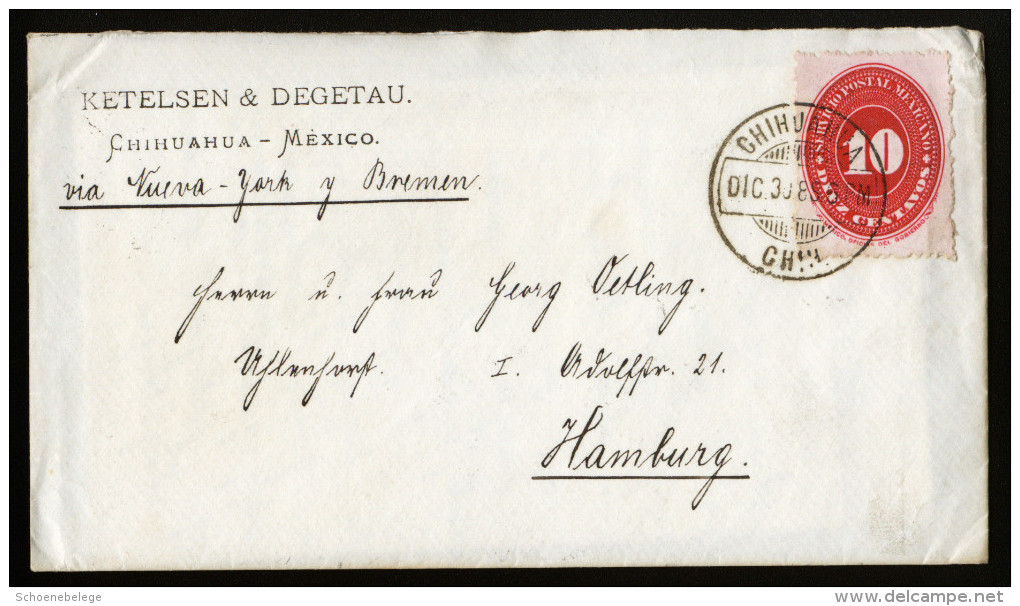 A4066) Mexico Cover From Chihuahua 12/30/1888 To Hamburg / Germany - Mexiko