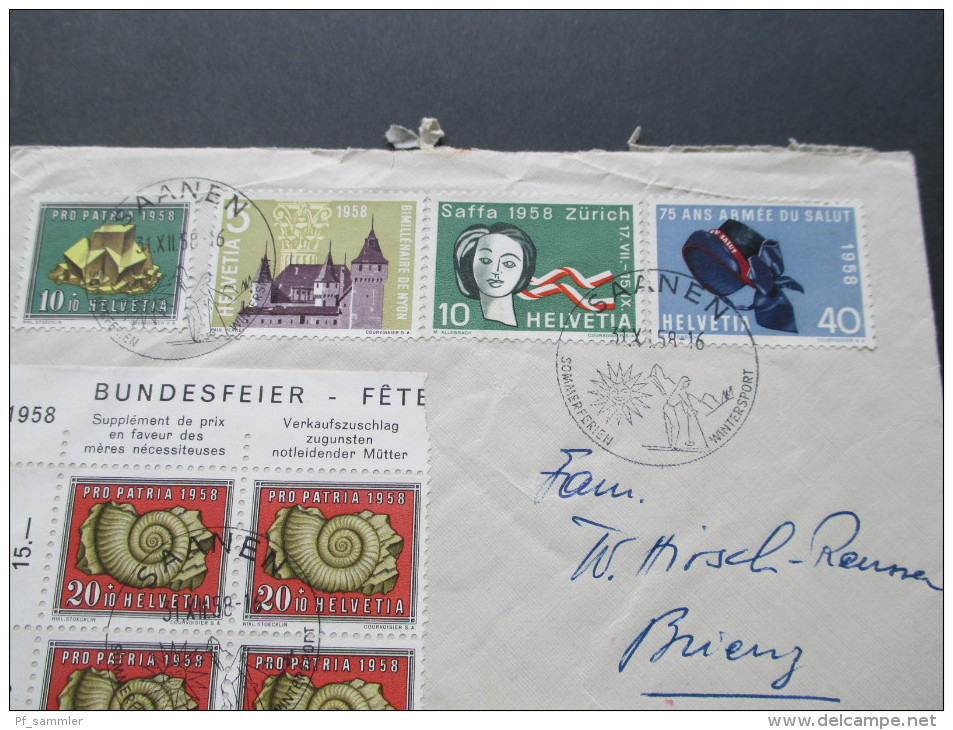 Schweiz 1958 MiF Nr. 659 Eckrandvierer!! Sonderstempel Saanen Wintersport - Covers & Documents