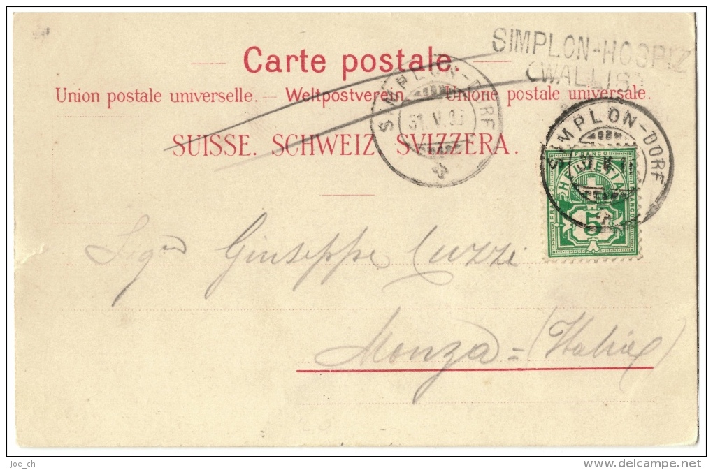 CPA Schweiz/Suisse: Souvenir Du Simplon, Ca. 1900, 2 Scans Stabstempel Hospiz - Simplon