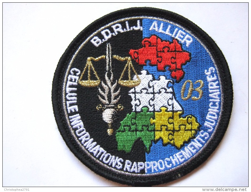 INSIGNE TISSUS PATCH GENDARMERIE NATIONALE LA CIRJ LA BDRIJ DU 03 ALLIER SUR VELCROS ETAT EXCELLENT - Police & Gendarmerie