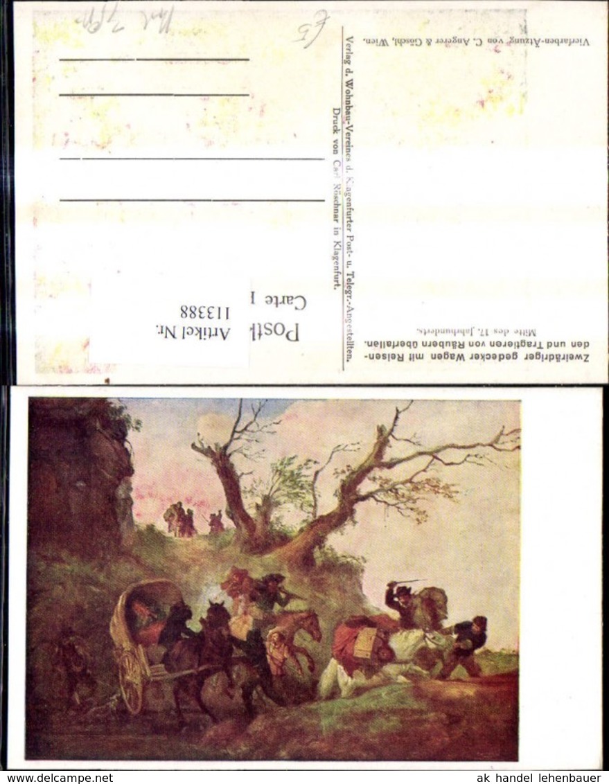 113388,K&uuml;nstler Ak Post Postwesen Zweir&auml;driger Gedeckter Wagen M. Reisenden U. Tragti - Post & Briefboten