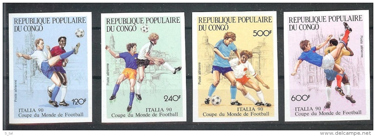 CONGO  World Cup-90(soccer) Set 4 Stamps Imper.  MNH - Sonstige & Ohne Zuordnung