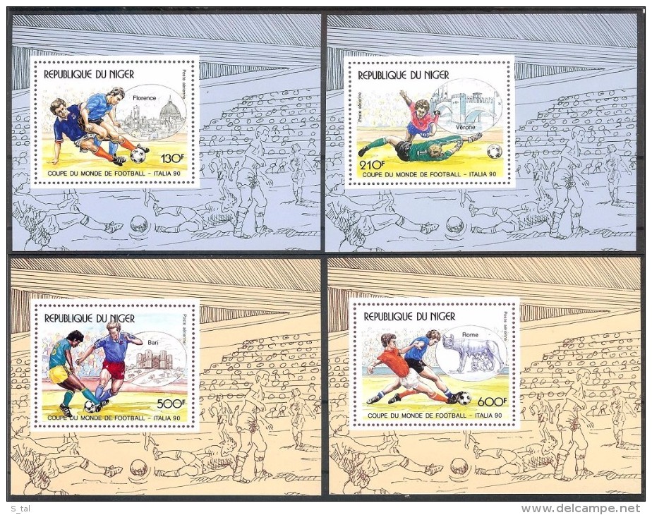 NIGER  World Cup-90(soccer) Set 4 De Luxe S/Sheets  MNH - Other & Unclassified