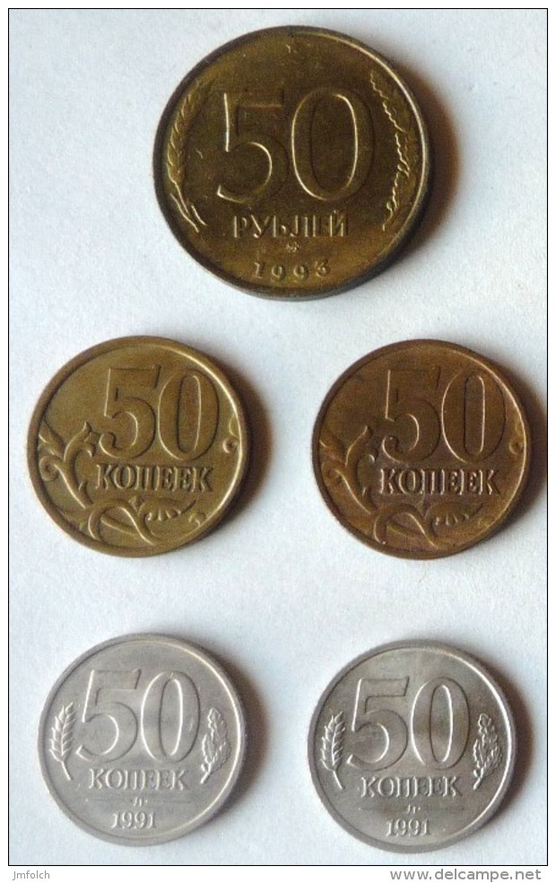 LOTE DE CINCO MONEDAS RUSAS - Rusland