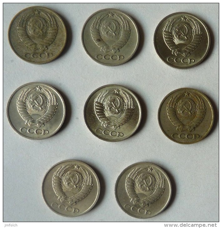 LOTE DE OCHO MONEDAS DE 10 KOPEKS DE RUSIA. CON AÑOS DIFERENTES - Rusia