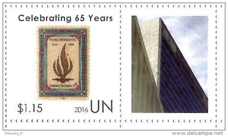 ONU New-York 2016 - 65 Ans UNPA - Détaché De Feuille Perso ** - Neufs