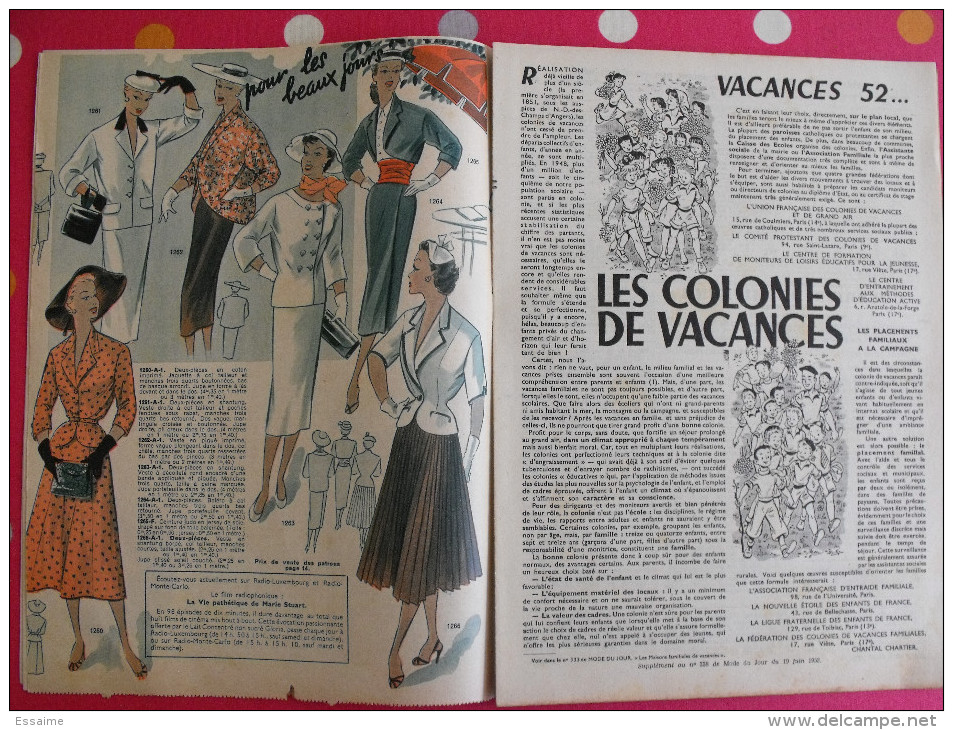 Mode Du Jour N° 338 De 1952.. Le Magazine Féminin Complet - Fashion