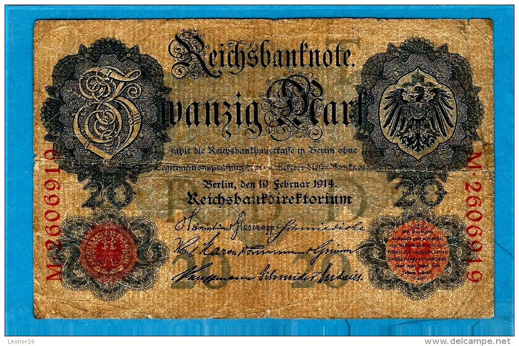 REICHSBANKNOTE 1914   ** ZWANZIG MARK ** - 20 Mark