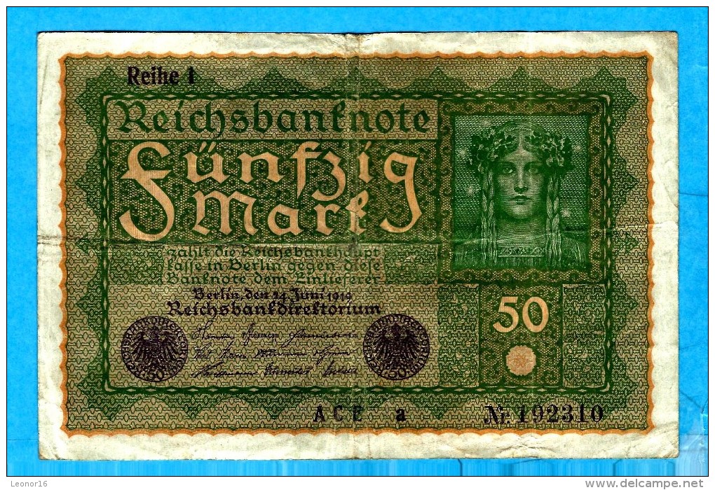 REICHSBANKNOTE 1919   ** FÜNFZIG MARK ** - 50 Mark