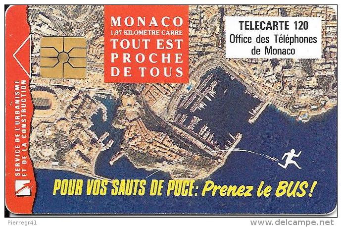 CARTE-PUBLIC-MONACO-120U-MF27-GEMA-01/93-PRENEZ LE BUS-UTILISE-BE - Monace