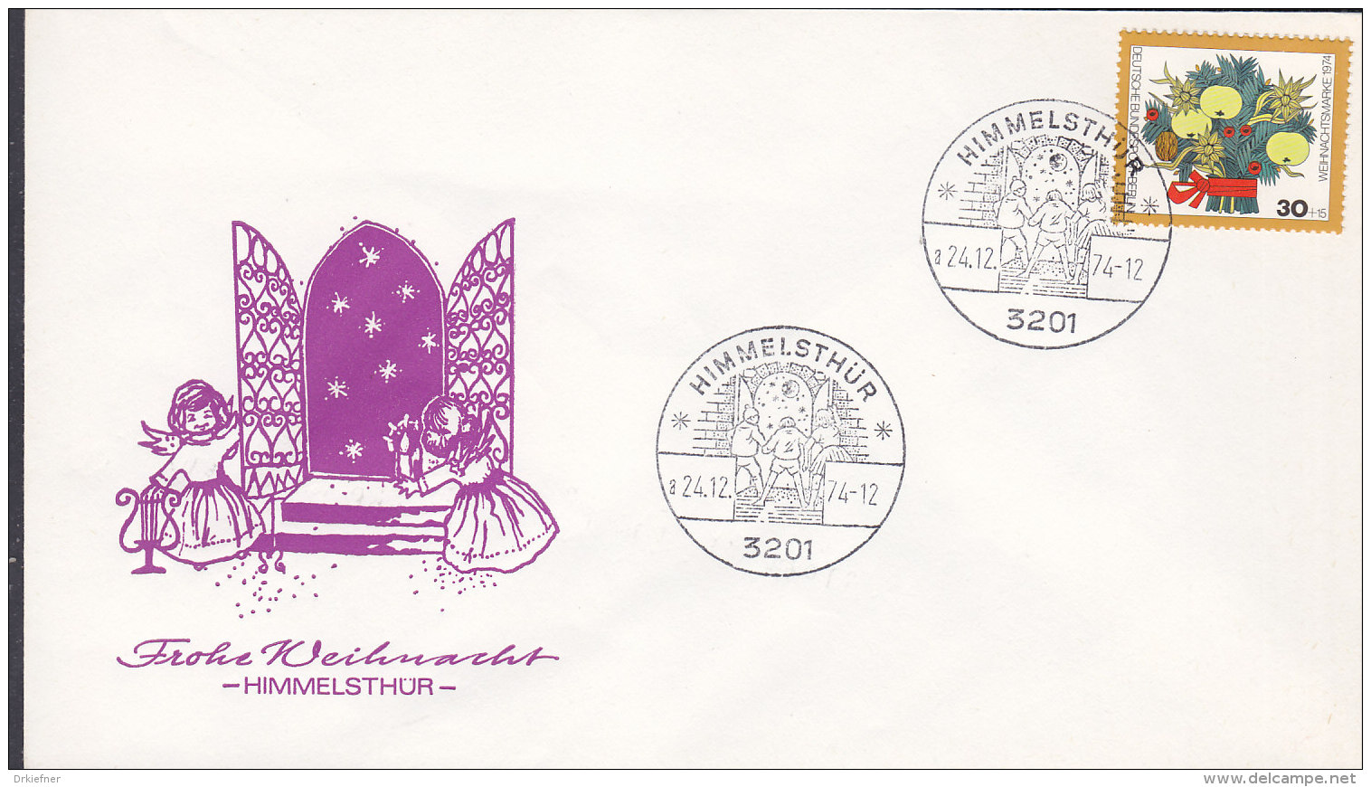 BERLIN  481 EF Auf Sonderbeleg Mit Sonderstempel: Himmelsthür A 24.12.1974, Weihnachten, Engel - Máquinas Franqueo (EMA)