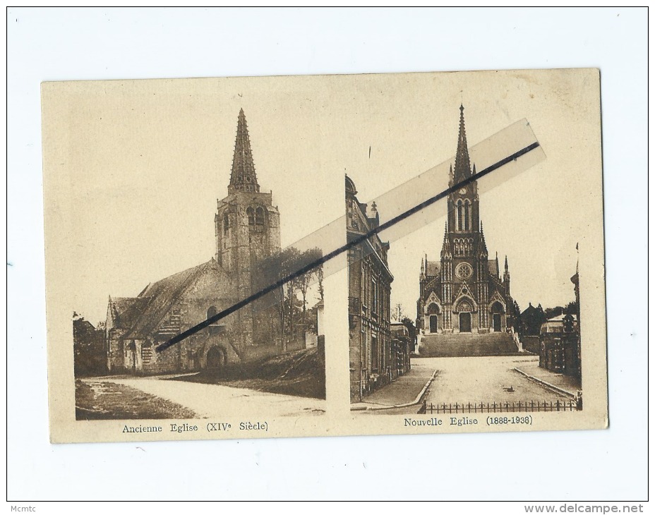 CPA  -  Beauval  - Ancienne Eglise (XIV E Siècle )  -Nouvelle Eglise (1888-1938) - Cachet Au Verso:Abbé P.BOURDON Curé - Beauval
