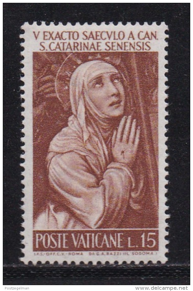 VATICAN, 1962, Unused Hinged Stamp(s), Katharina Van Siena,  Mi 402, #4231, 1 Value  Only - Unused Stamps