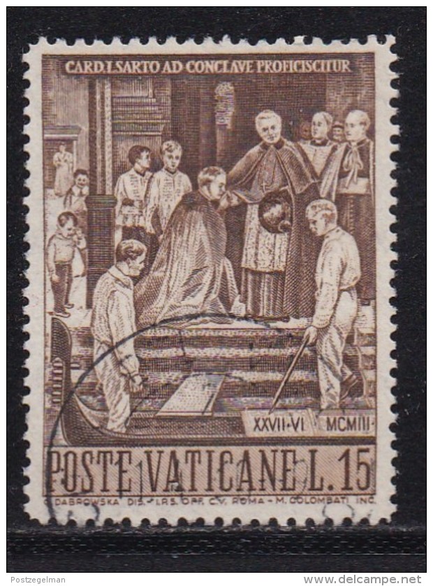 VATICAN, 1960, Used Stamp(s), Pope Pius X,  Mi 344, #4213, 1 Value - Used Stamps