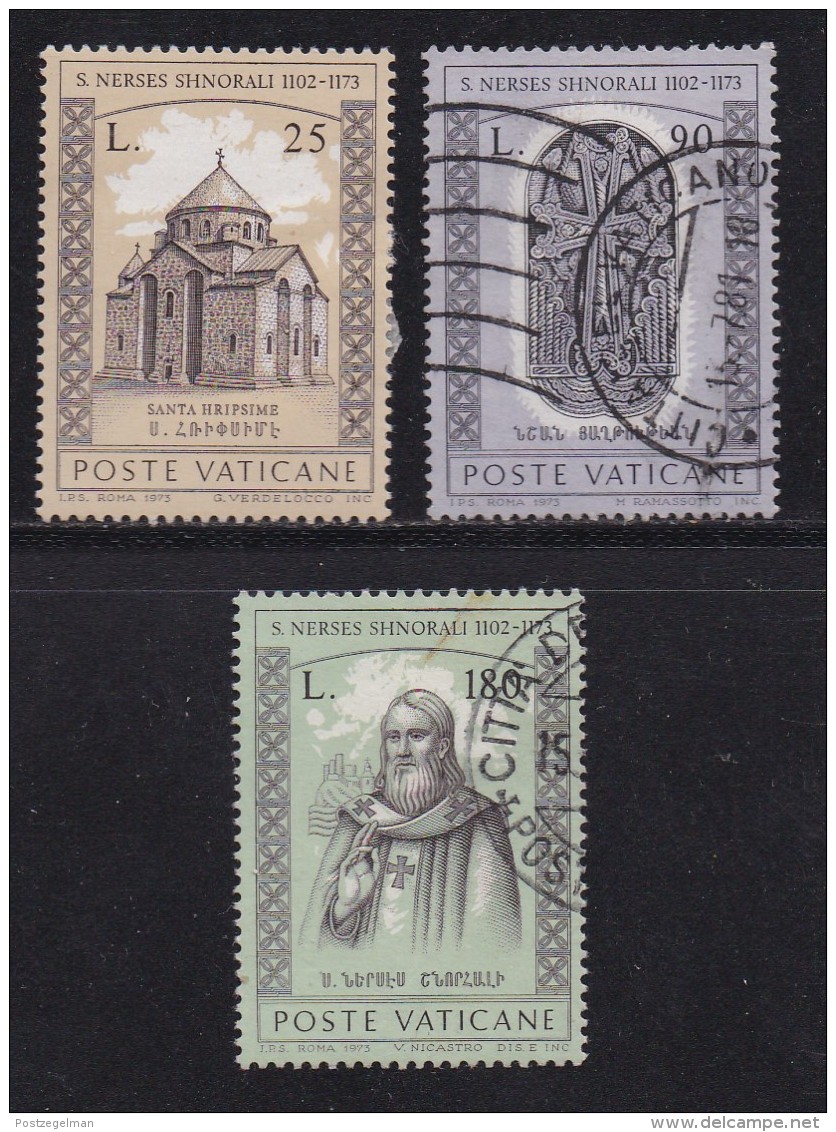 VATICAN, 1973, Mixed Stamp(s), Narses Shnorali,  Mi 629-631, #4262, Complete - Covers & Documents