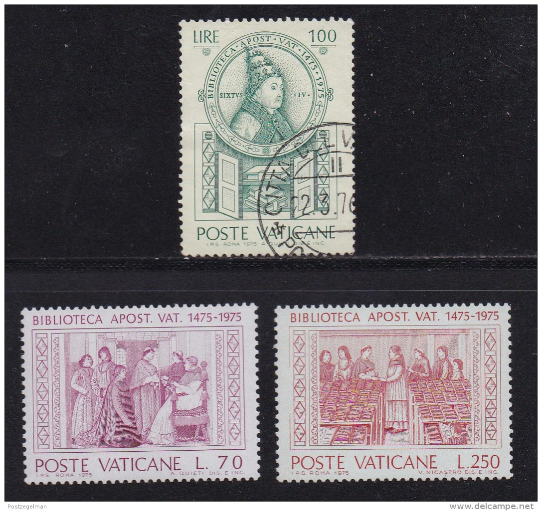 VATICAN, 1975, Mixed Stamp(s), First Library,  Mi 667-669, #4282, Complete - Covers & Documents