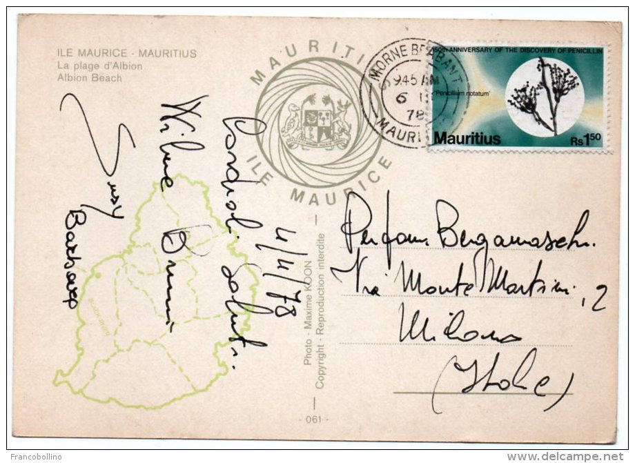 ILE MAURICE/MAURITIUS - LA PLAGE D'ALBION / THEMATIC STAMP-PENICILLIN - Mauritius