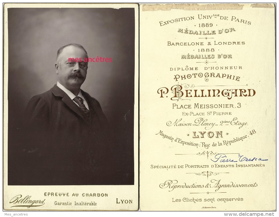 Grand CDV (cab)  Pierre TRESCA Vers 1889-soieries Lyonnaises? Photo Bellingrand à Lyon - Old (before 1900)