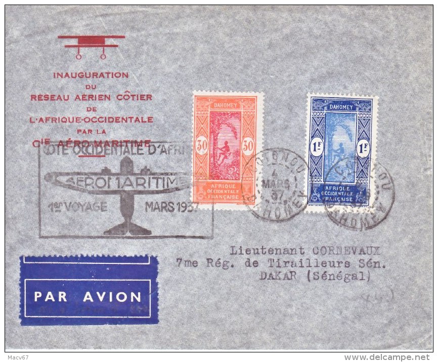 FRENCH  DAHOMEY  FIRST FLIGHT  COVER - Covers & Documents