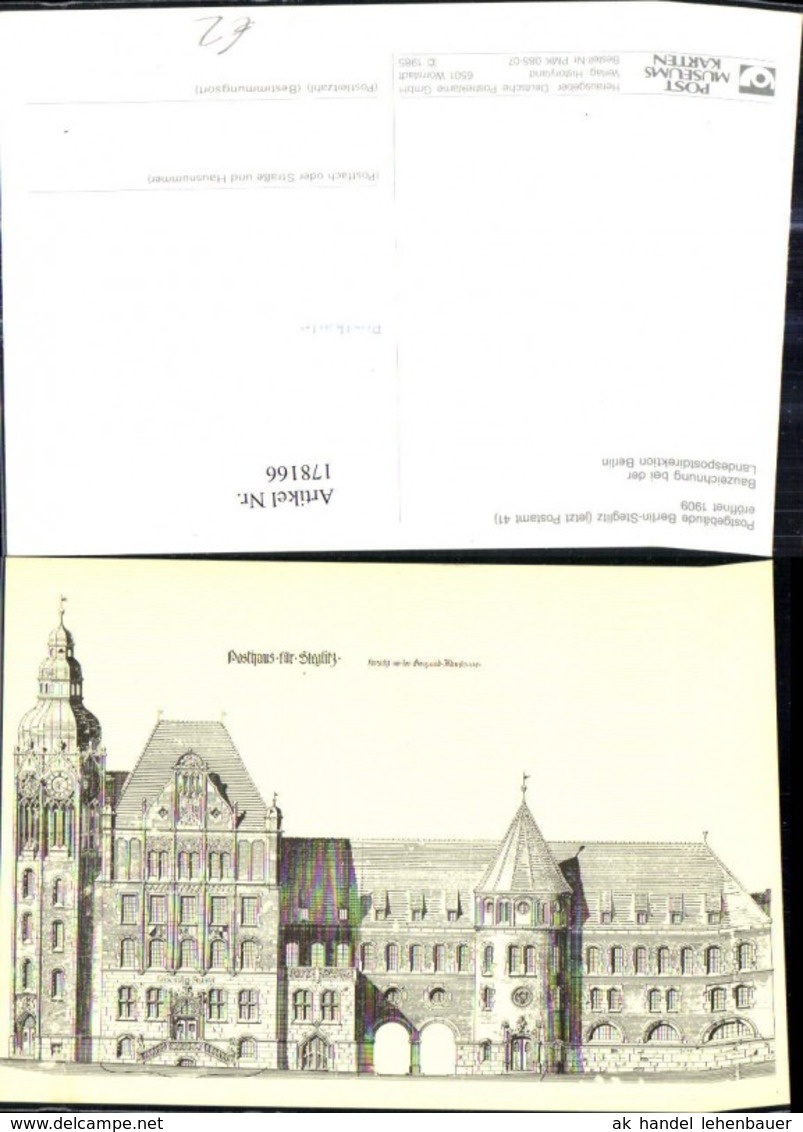 178166,K&uuml;nstler Ak Bauzeichnung Postgeb&auml;ude Berlin Steglitz Postamt Post Postwesen - Post & Briefboten