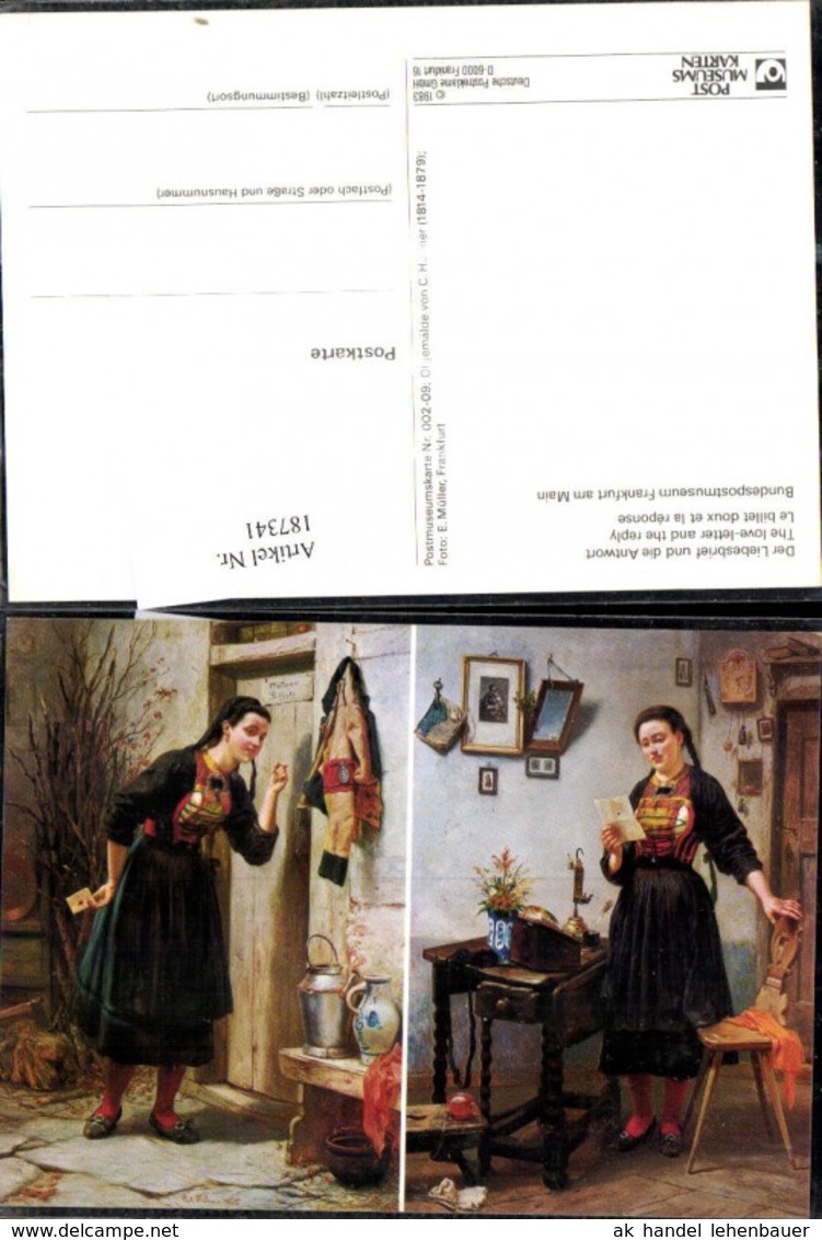 187341,K&uuml;nstler Ak C. H&uuml;bner Der Liebesbrief U. D. Antwort Post Postwesen Lesen - Post & Briefboten