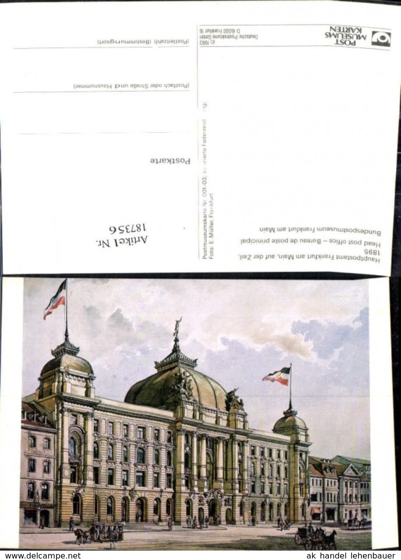 187356,K&uuml;nstler Ak Hauptpostamt Frankfurt A. Main A. D. Zeil 1895 Post Postwesen - Post
