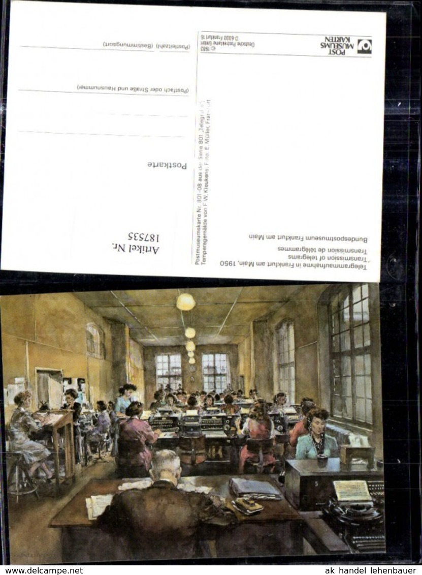 187535,K&uuml;nstler Ak F. W. Kleukens Telegrammaufnahme I. Frankfurt A. Main 1950 Post Po - Post & Briefboten