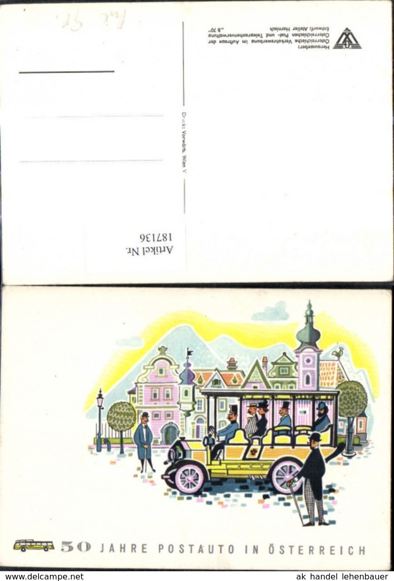 187136,K&uuml;nstler Ak 50 Jahre Postauto I. &Ouml;sterreich Post Postwesen - Post & Briefboten