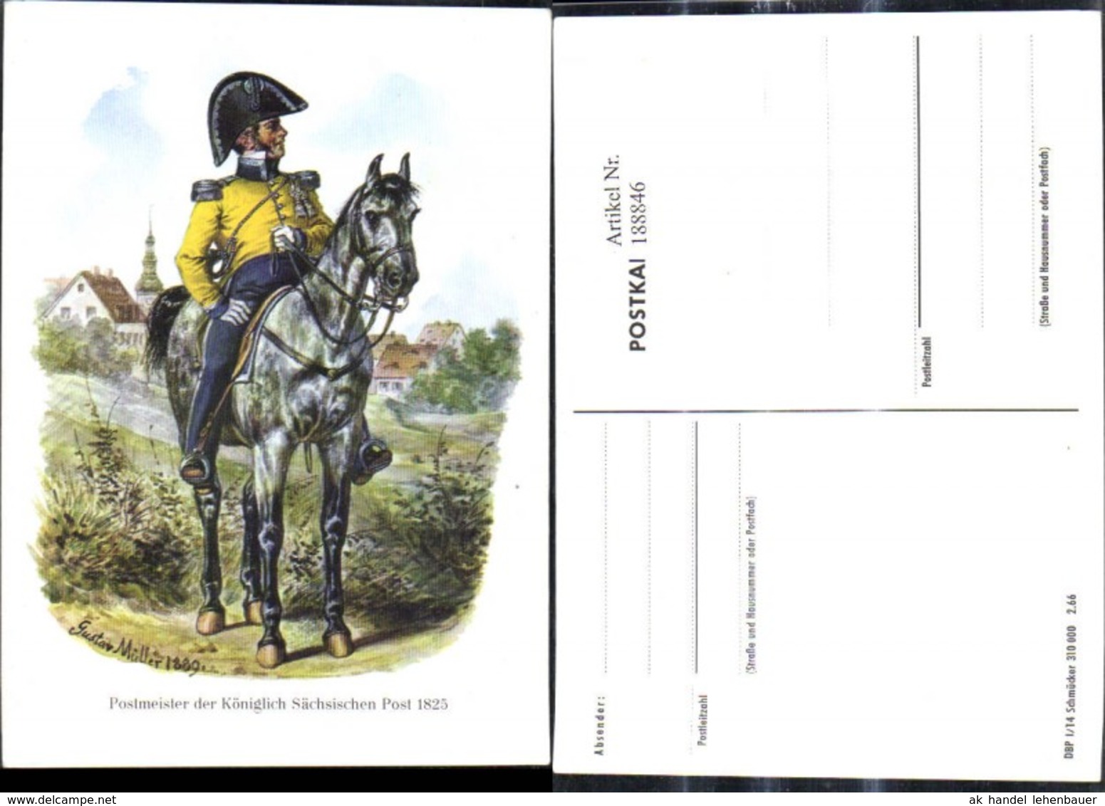 188846,K&uuml;nstler Ak Gustav M&uuml;ller Postmeister D. K&ouml;niglich S&auml;chsichen Post 1825 Reiter - Post & Briefboten
