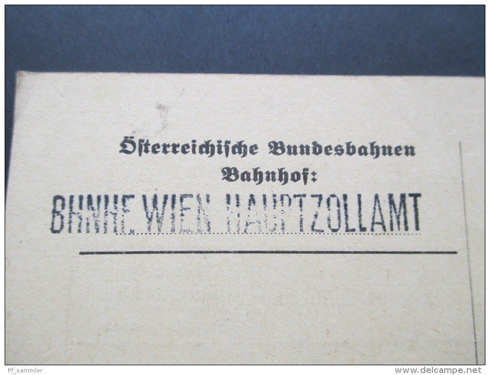 Österreich 1935 Postkarte Bahnhof Wien Hauptzollamt. Ö.B.B. Frankaturrechnung - Brieven En Documenten