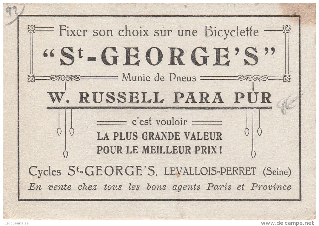 92 - LEVALLOIS PERRET - Cycles St George´s  Calendrier Publicitaire 1924 - Autres & Non Classés