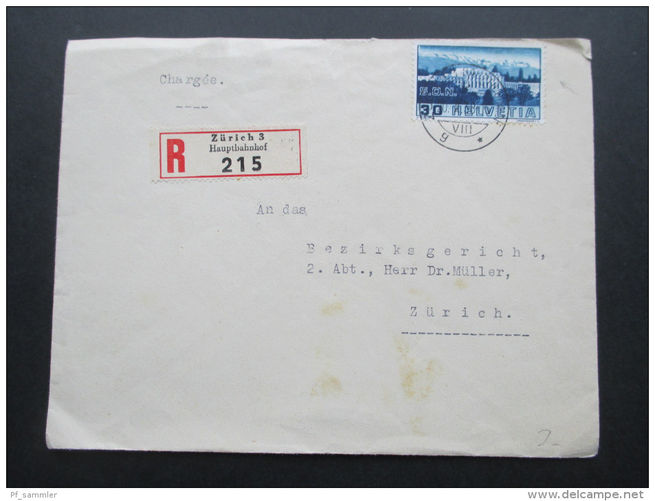 Schweiz 1938 Nr. 322 EF Mit Verschobenem Unterdruck!! R Brief Zürich 3 Hauptbahnhof 215. Chargee - Briefe U. Dokumente