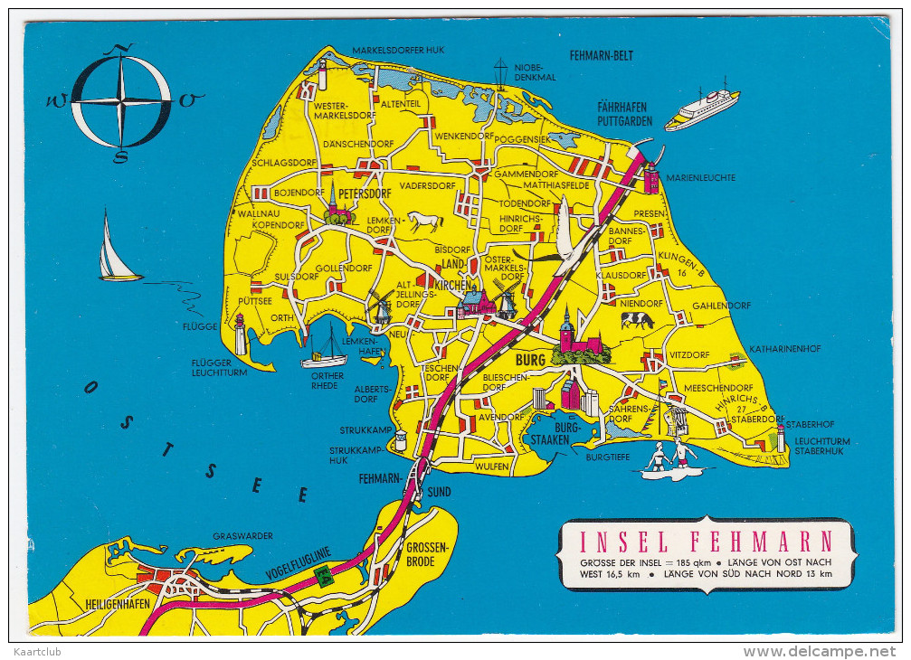 Insel Fehmarn - (Lange Von Süd Nach Nord 15 Km) - Deutschland - Landkaarten