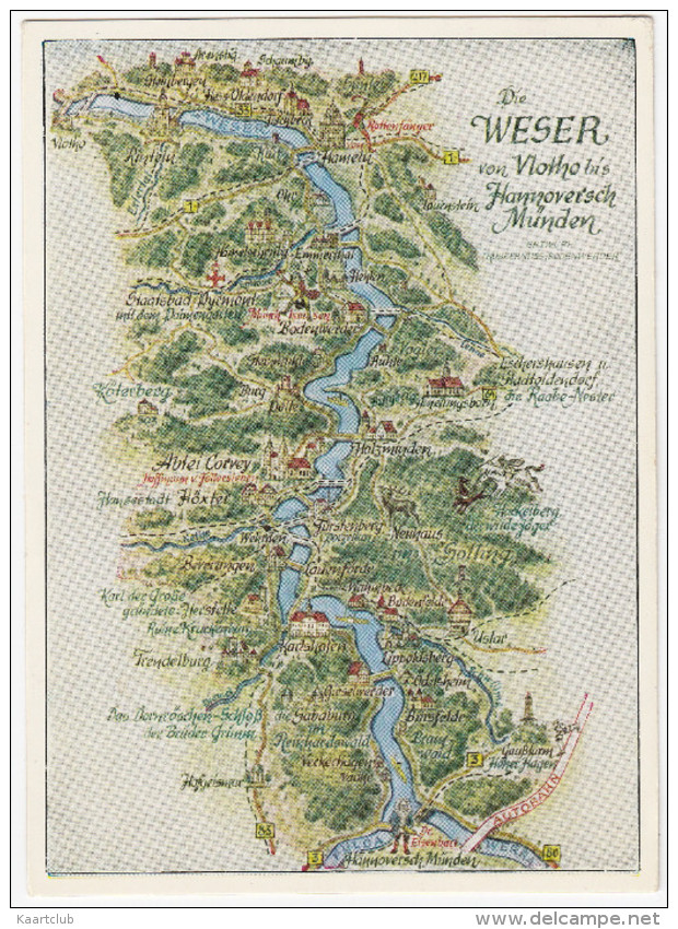 Die WESER Von Vlotho Bis Hannoversch Münden - (Deutschland) - Cartes Géographiques