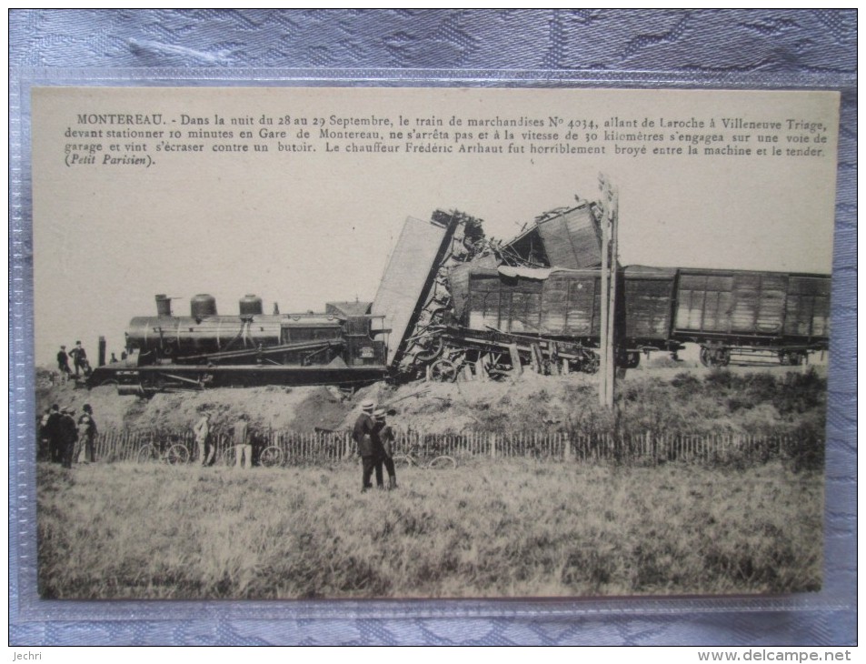 MONTEREAU.  ACCIDENT DU TRAIN DE MARCHANDISE ALLANT DE LAROCHE A VILLENEUVE TRIAGE - Montereau