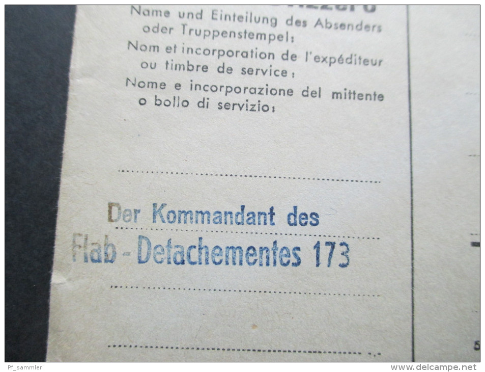 Schweiz 1942 Militärsache Schweiz. Armee. Der Kommandant Des Flab - Detachementes 173 An Kdo. Flab Gr. 3 Motof. Feldpost - Cartas & Documentos