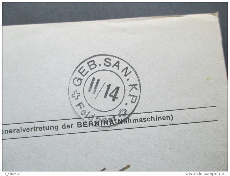 Schweiz Feldpost Geb. San. KP. II/14 Soldatenstube. Generalvertretung Der Bernina Nämaschinen - Covers & Documents