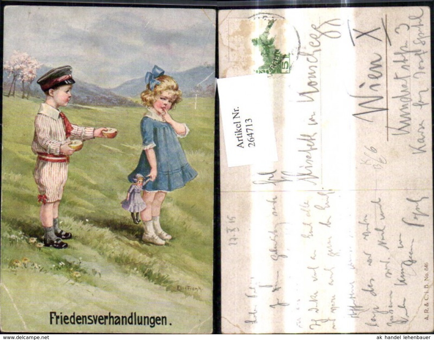 264713,K&uuml;nstler Ak Elly Frank Friedensverhandlungen Kinder Teilen Apfel - Frank, Elly