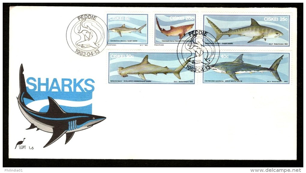 Ciskei 1983 Sharks Fish Marine Life Mammals Wildlife Sc 54-58 FDC # 16397 - Other & Unclassified