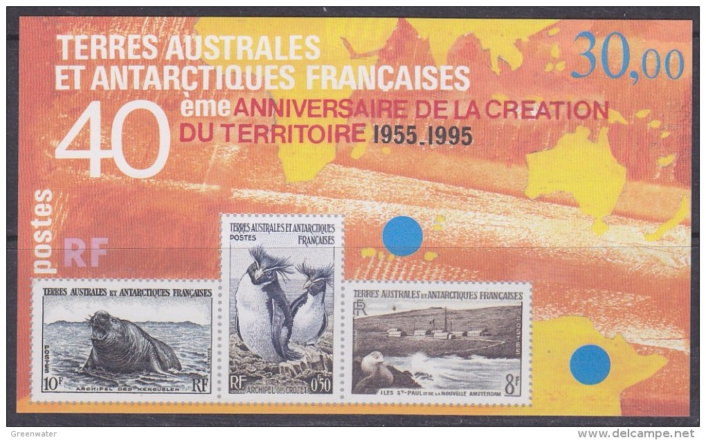 TAAF 1995 40ème Anniversaire De La Creation Du Territoire M/s ** Mnh (31189) - Blokken & Velletjes