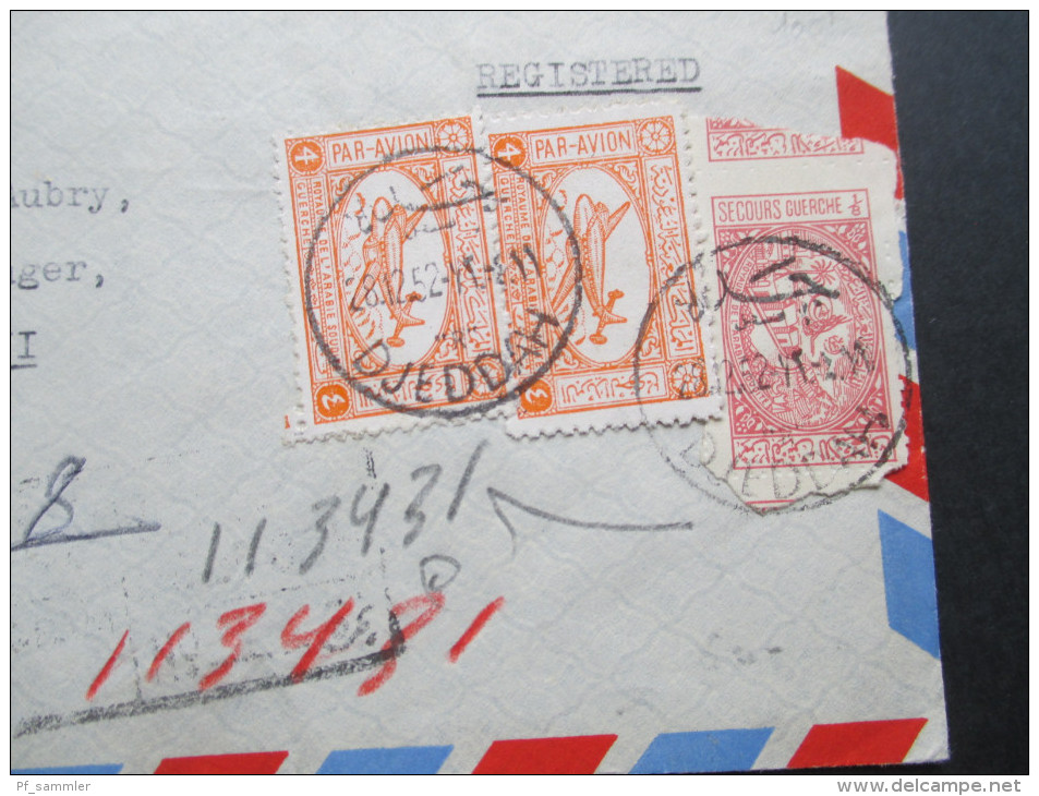 Saudi Arabien 1952 MiF Luftpost / Air Mail Registered! Saudi Import Company Jeddah - Arabie Saoudite
