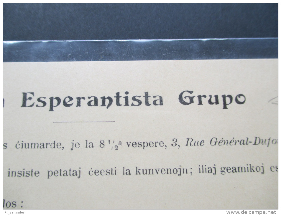 Schweiz 1908 Postkarte Geneva Esperantista Grupo. Esperanto. Imprime - Brieven En Documenten