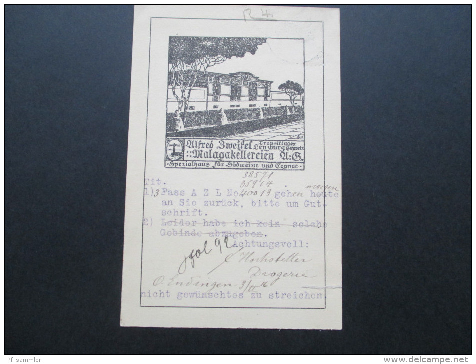 AK Lenzburg, Alfred Zweifel, Malagakellereien, Spezialhaus Für Südweine U. Cognac.Alkohol. 1916 Mit Einriss - Lettres & Documents