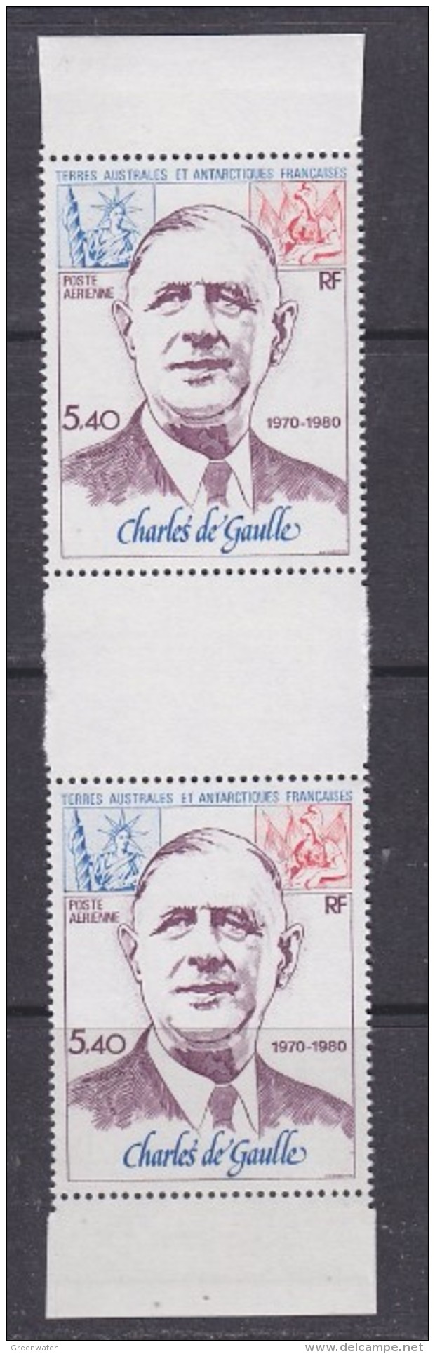 TAAF 1980 Charles De Gaulle 1v  Gutter** Mnh (F5402A) - Luchtpost