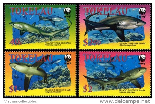 (WWF-308) W.W.F. Tokelau Shark / Fish MNH Stamps 2002 - Unused Stamps