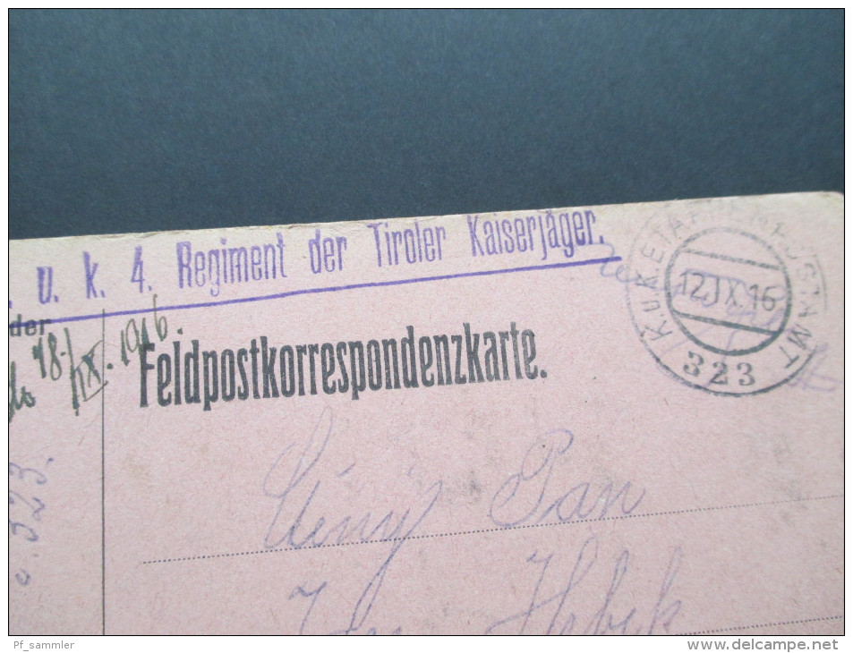 Österreich 16 Feldpost KuK Etappenpostamt 323 KuK 4. Regiment Der Tiroler Kaiserjäger - Briefe U. Dokumente