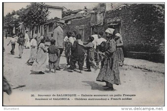 CPA GRECE écrite Types Salonique Poilu Français - Griekenland