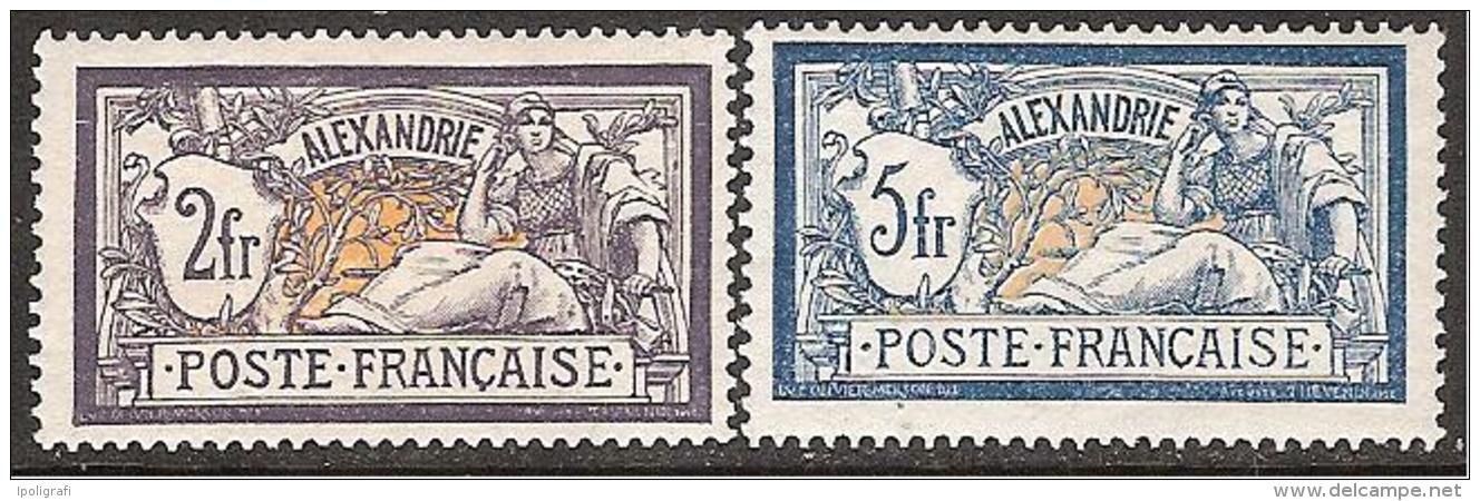 Alexandrie 1902-03 N° Yvert 19/33 France Surchagés 15 V. Neufs* Certaines ** Cat. 140,00+ Beaux - Unused Stamps