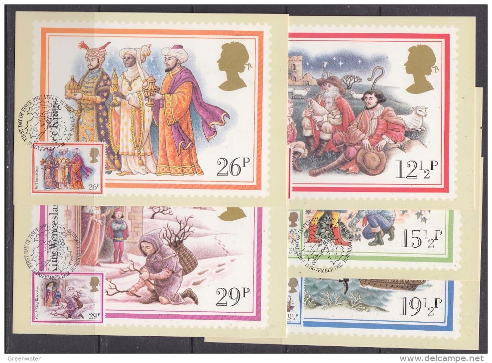 Great Britain 1982 Christmas  5v 5 Maxicards (31193) - Maximumkaarten