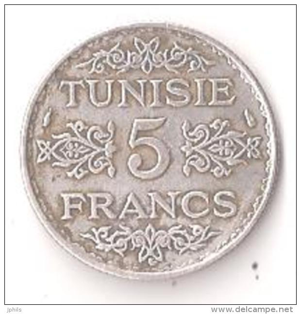 TUNISIE 1934 5 FRANCS ARGENT - Otros & Sin Clasificación